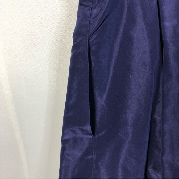 J. Crew Navy Blue Fit & Flare Silk Knee Length Dress 6 - Picture 4 of 4